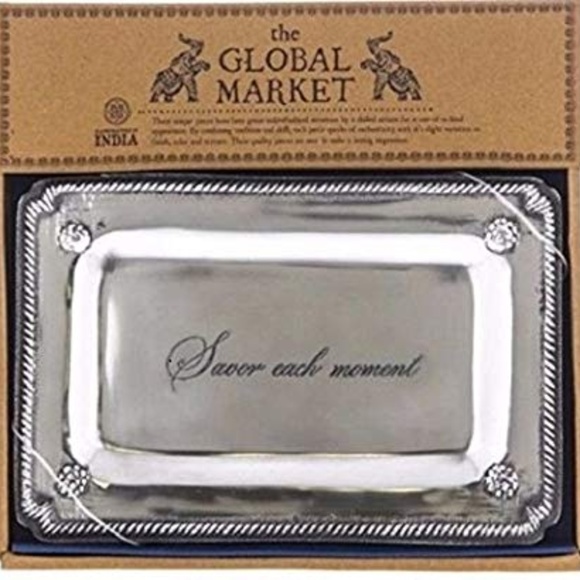 "Savor each moment" Global Market Aluminum Rectangle Tray - Picture 2 of 6
